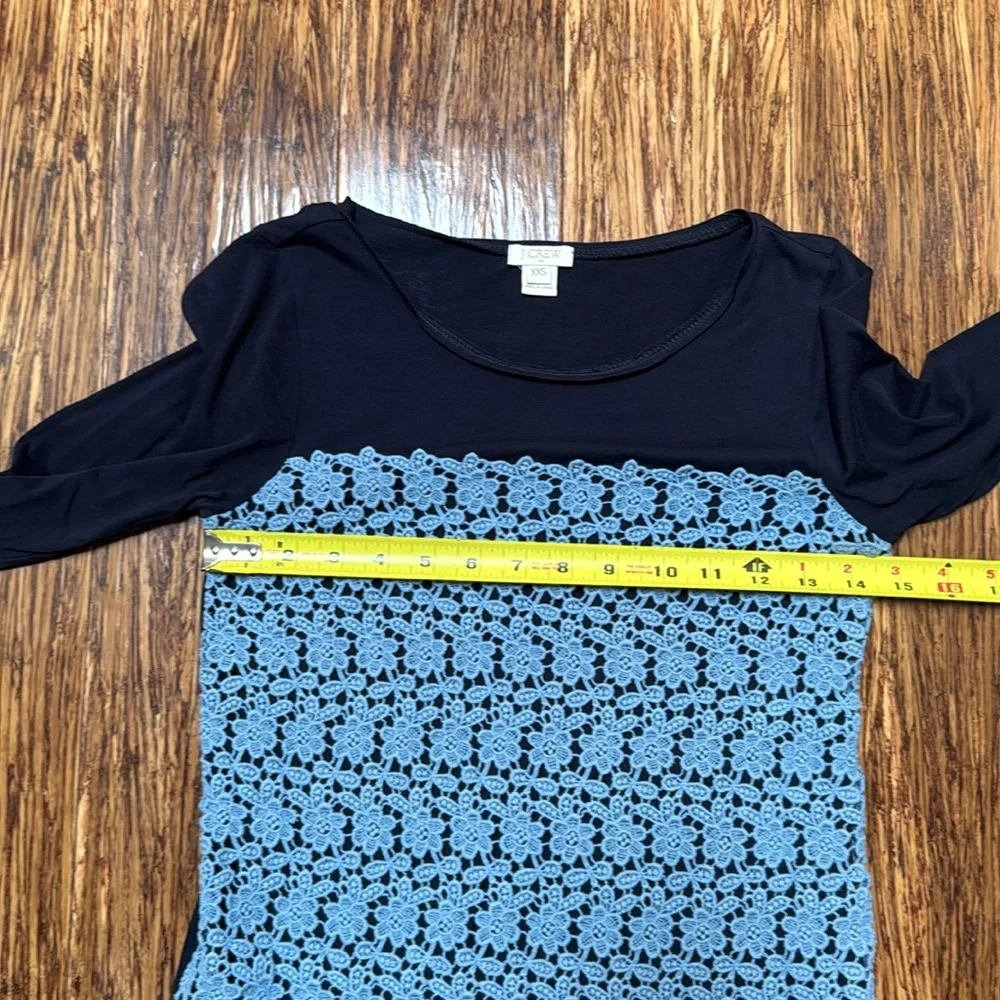 J. Crew blue floral lace long sleeve tee size XXS